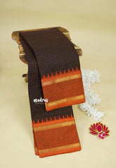 Black -  Karthigai silk cotton rettapeta border with muthu kattam